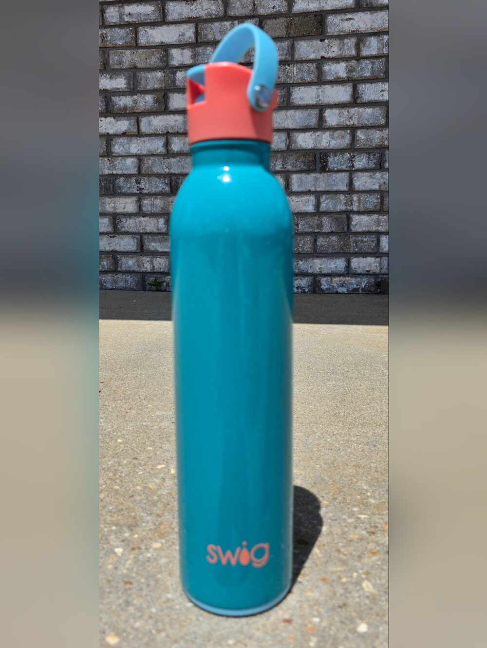 Swig Teal Stainless Water Bottle with Coral Lid